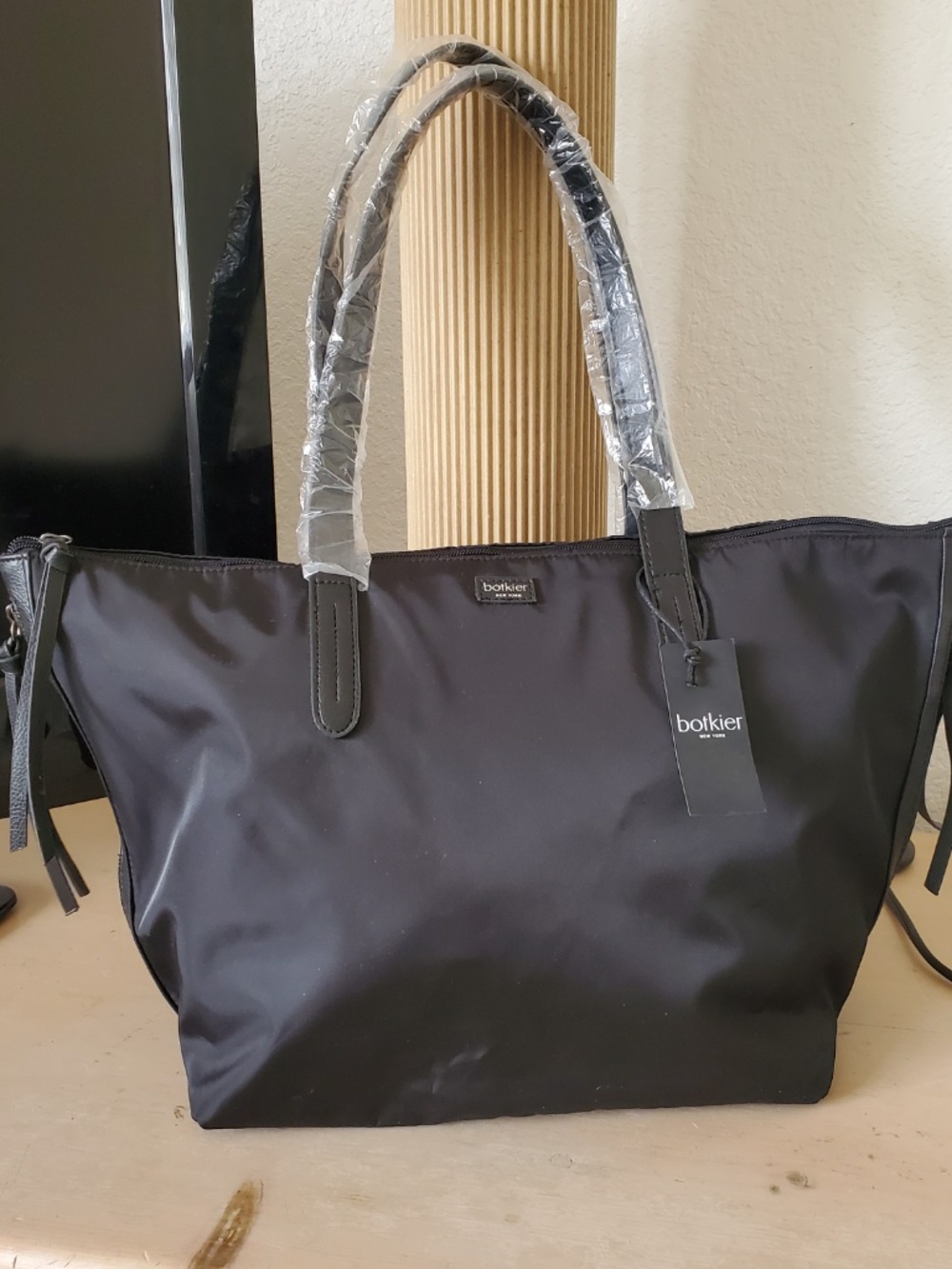 BOTKIER New York Black Nylon & Leather Minimalist Tote NEW W/Tag